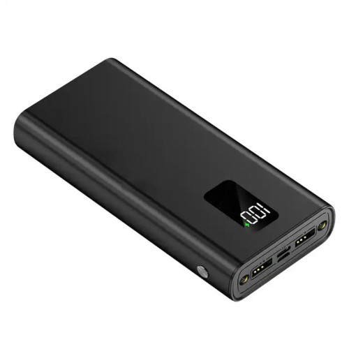 УМБ Power bank SKF D20 на 20000 мАг, PD, QC 3.0, 22,5W ліхтариком, металевий корпус (Чорний)