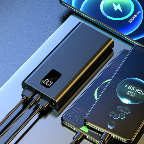 УМБ Power bank SKF D20 на 20000 мАг, PD, QC 3.0, 22,5W ліхтариком, металевий корпус (Чорний)