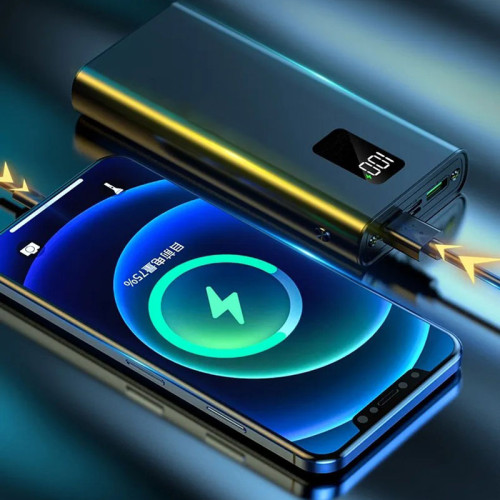 УМБ Power bank SKF D20 на 20000 мАг, PD, QC 3.0, 22,5W ліхтариком, металевий корпус (Чорний)