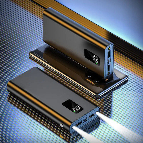 УМБ Power bank SKF D20 на 20000 мАг, PD, QC 3.0, 22,5W ліхтариком, металевий корпус (Чорний)
