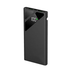 УМБ Power bank SKF D21 на 10000 мАг, PD, QC 3.0, 22,5W ліхтариком (Чорний) 