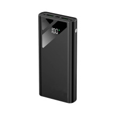 УМБ Power bank SKF D21 на 20000 мАг, PD, QC 3.0, 22,5W ліхтариком, металевий корпус (Чорний) 