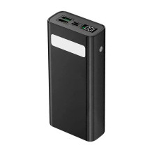 УМБ Power bank SKF D23 на 20000 мАг, PD, QC 3.0, 22,5W ліхтариком, металевий корпус (Чорний)