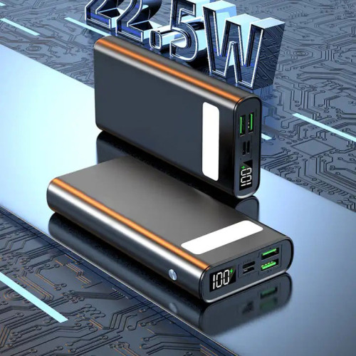 УМБ Power bank SKF D23 на 20000 мАг, PD, QC 3.0, 22,5W ліхтариком, металевий корпус (Чорний)