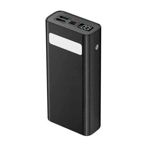 УМБ Power bank SKF D23 на 20000 мАг, PD, QC 3.0, 22,5W ліхтариком, металевий корпус (Чорний)