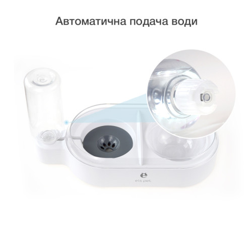 Миска для котів і собак з вбудованою поїлкою ELS Pet 500 мл Білий 