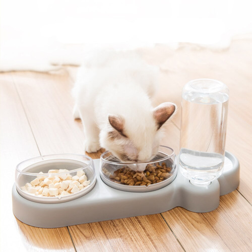 Миска 3 в 1 для котів і собак з вбудованою поїлкою PetCare 500 мл Сірий 
