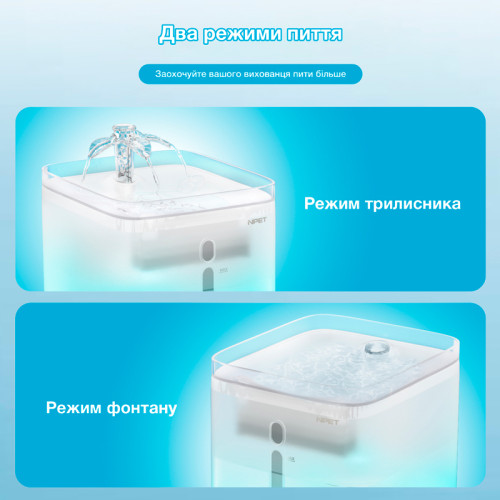 Поїлка-фонтан для котів і собак NPET WF020WH 3L з фільтром і підсвіткою Білий 