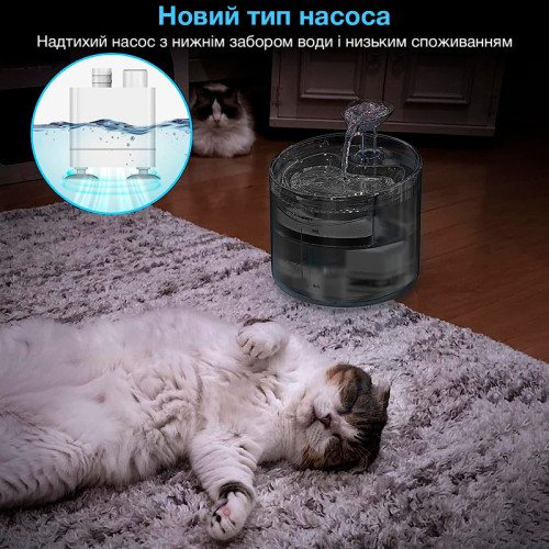 Поїлка-фонтан для котів і собак NPET WF100 1.6L з фільтром Чорний