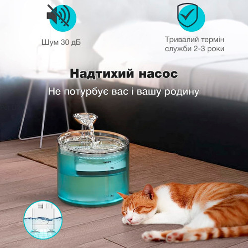 Поїлка-фонтан для котів і собак NPET WF100 1.6L з фільтром Синій
