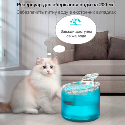 Поїлка-фонтан для котів і собак NPET WF100 1.6L з фільтром Синій