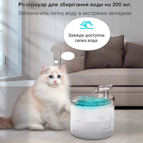 Поїлка-фонтан для котів і собак NPET WF100 1.6L з фільтром Білий 