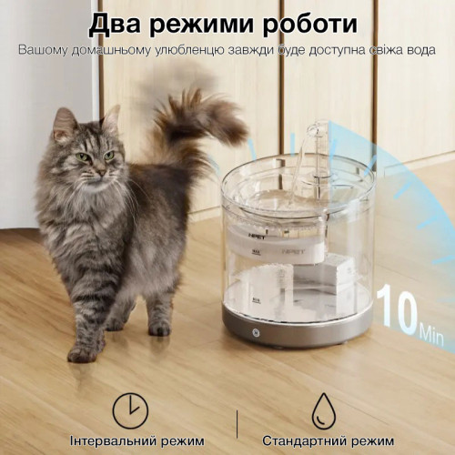 Автоматична поїлка-фонтан NPET WF220-TM з датчиком руху та акумулятором, 1.5 л