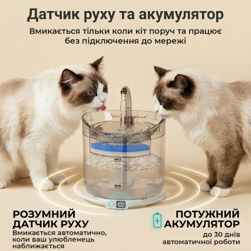 Поїлка-фонтан для тварин Zumi WF060 Plus (з акумулятором)