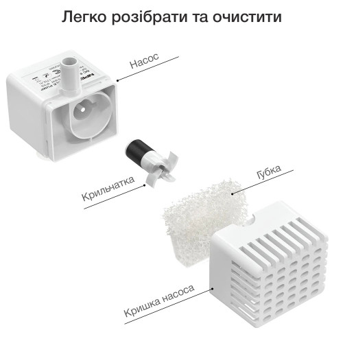 Насос для поїлки-фонтана NPET WF210, WF020, WF050TP  з підсвіткою та автоматичним вимкненням