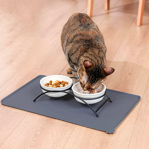 Силіконовий килимок під миски для котів і собак PetCare 55х38 (Темно-сірий)