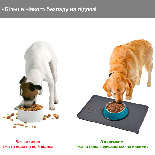 Силіконовий килимок під миски для котів і собак PetCare 48х30 (Темно-сірий)
