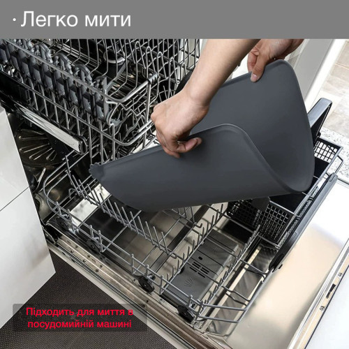 Силіконовий килимок під миски для котів і собак PetCare 48х30 (Темно-сірий)