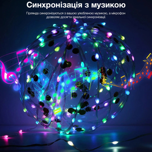 Розумна Smart гірлянда, управління з пульта і смартфона iDeal LED String 10м USB