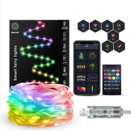 Розумна Smart гірлянда, управління з пульта і смартфона iDeal LED String 10м USB