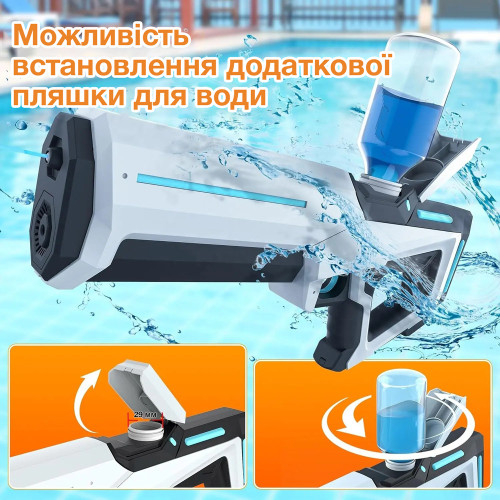 Водяний пістолет – бластер, автоматичне закачування води, динамічна підсвітка Aojiate MG60B LED (Білий)